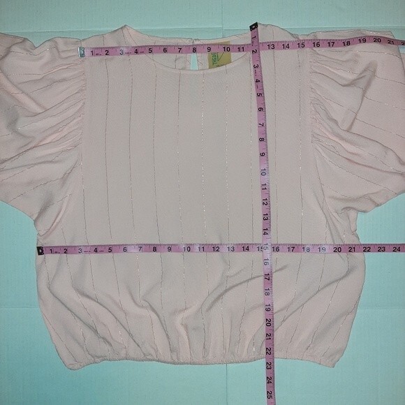 Thereabouts Blouse April Blush Rose Metallic Stripe Top Size Junior 3XL - Picture 7 of 16